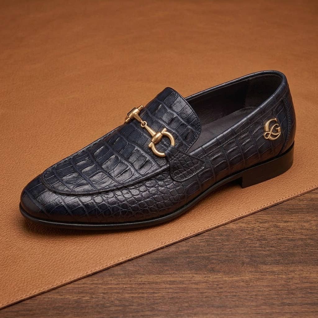 Goowa Royale™ Croc Embossed Horsebit Loafers
