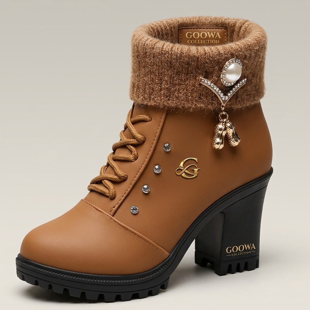 Goowa Aurelia™ Fur Cuff Heeled Ankle Boots