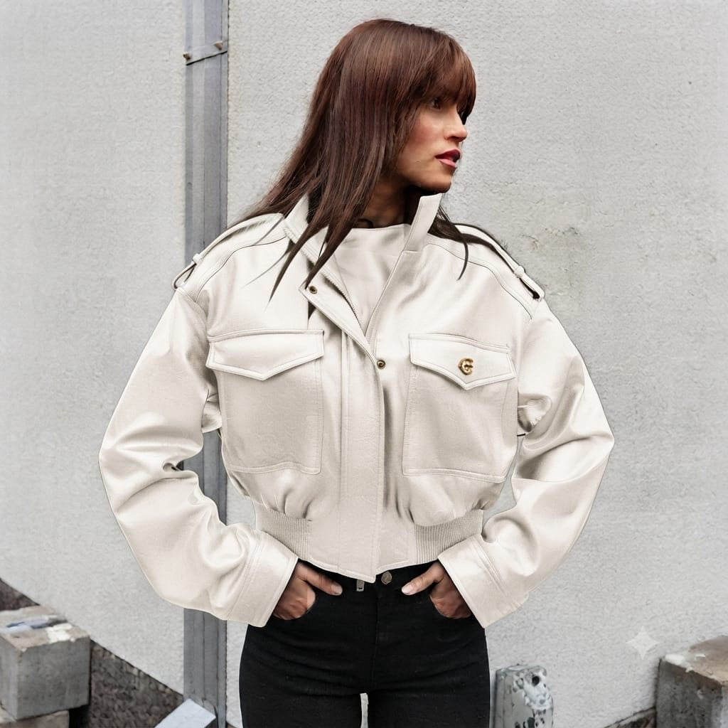 Women’s Burgundy Cropped Leather Jacket